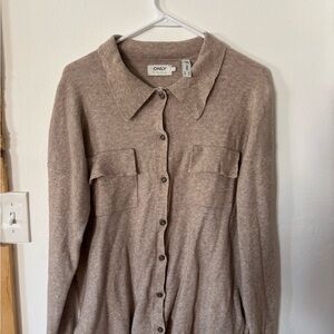 ONLY Tan Button-Up Cardigan